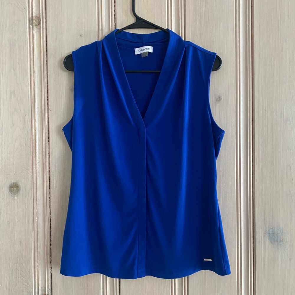 Calvin Klein Royal Blue V-Neck Blouse